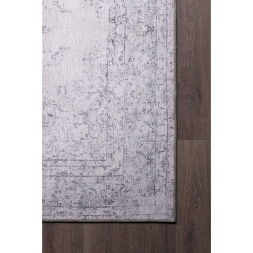 Digital Print Area Rug - Washable Non Slip Ethnic Cotton Grey Rug for Living Room