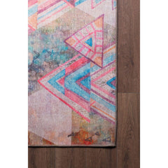 Geometric Area Rug – Washable Non Slip Cotton Multicolor Floor Rug for Living Room