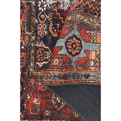 Red Ethnic Area Rug – Washable Non Slip Cotton Floor Rug with Geometric Style