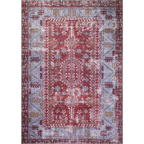 Vintage Area Rug - Burgundy Cotton Washable Non Slip Soft Microfiber Carpet