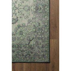 Digital Print Area Rug – Soissons Green Medallion Cotton Washable Non Slip Carpet