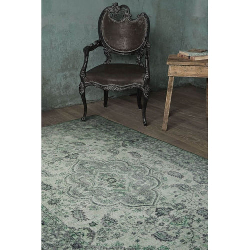 Digital Print Area Rug – Soissons Green Medallion Cotton Washable Non Slip Carpet