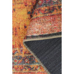 Digital Print Area Rug - Washable Non Slip Red Medallion Cotton Carpet