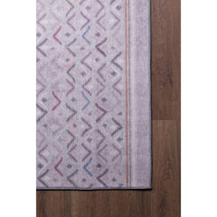 Grey Geometric Area Rug - Washable Non Slip Cotton Area Rug for Living Room