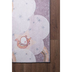 Kids Digital Print Rug - Washable Non Slip Purple Microfiber Area Carpet