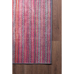 Digital Print Area Rug – Washable Non Slip Striped Cotton Microfiber Rug for Living Room
