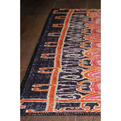 Black Floral Area Rug - Washable Non Slip Cotton Rug With Soft Microfiber & Thick Plush