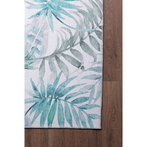 White Floral Area Rug | Thick Plush Soft Microfiber Carpet with Washable Non Slip