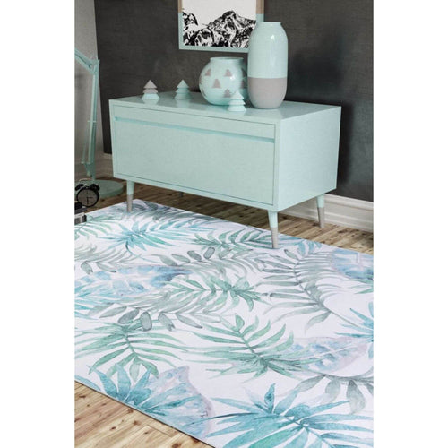 White Floral Area Rug | Thick Plush Soft Microfiber Carpet with Washable Non Slip