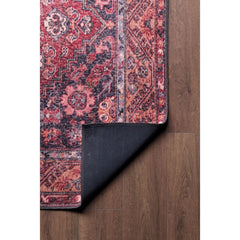 Ethnic Cotton Area Rug - Washable Non Slip Burgundy Patterned Carpet for Living Room