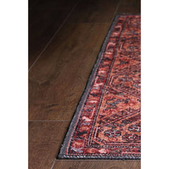 Ethnic Cotton Area Rug - Washable Non Slip Burgundy Patterned Carpet for Living Room