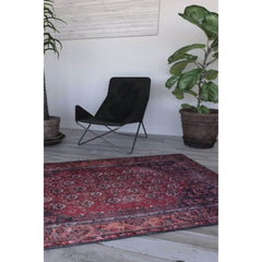 Ethnic Cotton Area Rug - Washable Non Slip Burgundy Patterned Carpet for Living Room