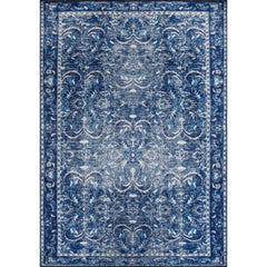 Aurillac Navy Floral Cotton Digital Print Area Rug