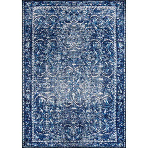 Aurillac Navy Floral Cotton Digital Print Area Rug