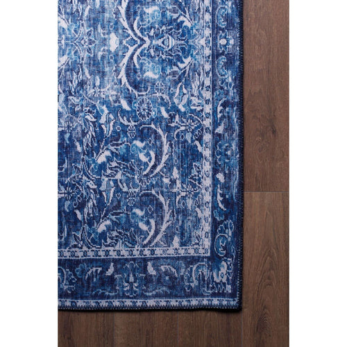 Aurillac Navy Floral Cotton Digital Print Area Rug