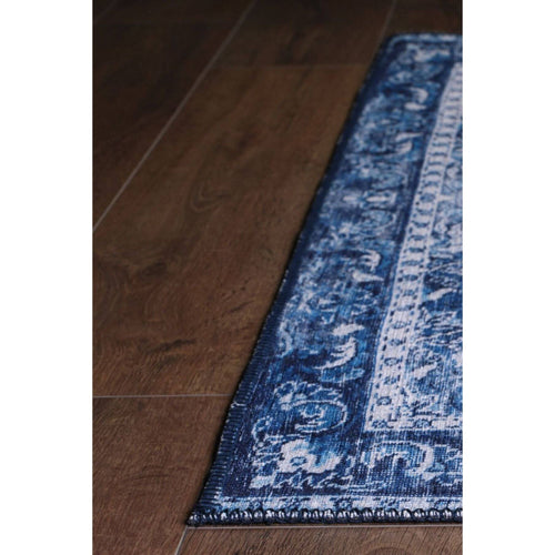 Aurillac Navy Floral Cotton Digital Print Area Rug