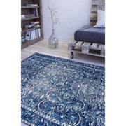 Aurillac Navy Floral Cotton Digital Print Area Rug