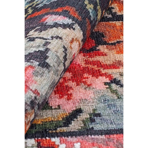Patchwork Area Rug - Washable Non Slip Cotton Red Carpet for Living Room
