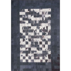 Perigueux Navy Geometric Cotton Digital Print Area Rug