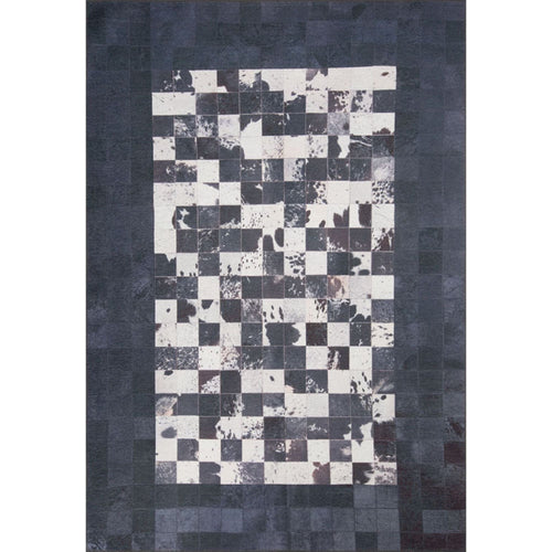 Perigueux Navy Geometric Cotton Digital Print Area Rug