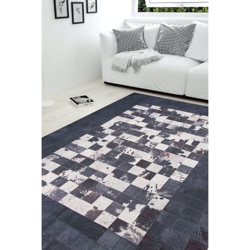 Perigueux Navy Geometric Cotton Digital Print Area Rug