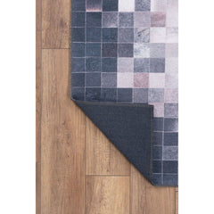 Navy Geometric Area Rug – Washable Non Slip Soft Microfiber Cotton Carpet