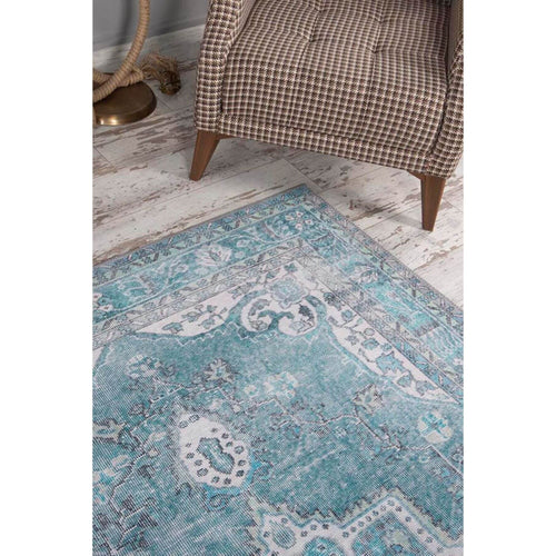 Scotteville Green Medallion Cotton Digital Print Area Rug