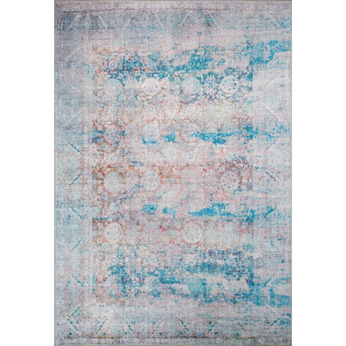 Vintage Cotton Area Rug - Blue Soft Microfiber Carpet | Washable Non Slip Rug