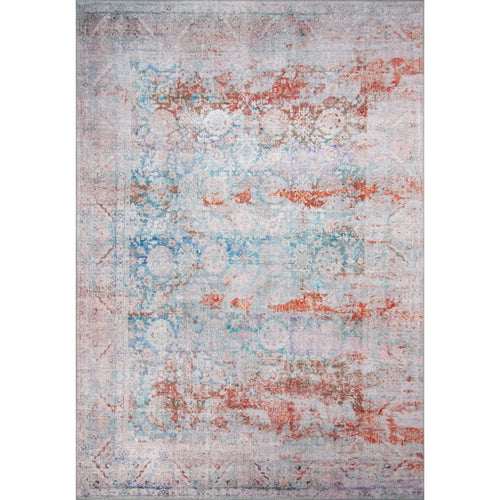 Vintage Cotton Area Rug - Washable Non Slip Orange Microfiber Carpet for Living Room