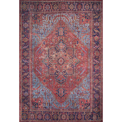 Digital Print Area Rug - Burgundy Cotton Classic Style Washable Non Slip Rug