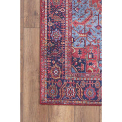 Digital Print Area Rug - Burgundy Cotton Classic Style Washable Non Slip Rug