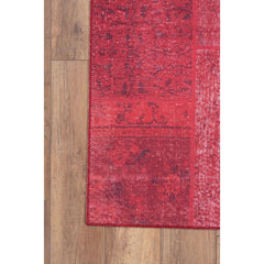 Red Patchwork Area Rug – Washable Non Slip Cotton Microfiber Carpet for Living Room