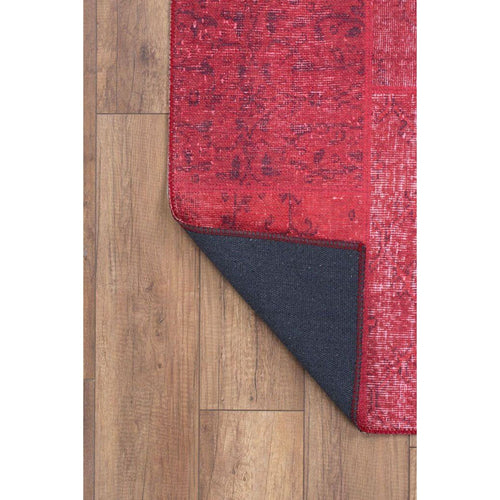 Red Patchwork Area Rug – Washable Non Slip Cotton Microfiber Carpet for Living Room