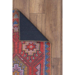 Red Ethnic Area Rug – Washable Non Slip Cotton Rug With Heavy Thick Backing