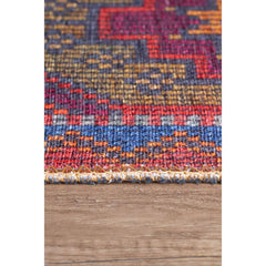 Red Ethnic Area Rug – Washable Non Slip Cotton Rug With Heavy Thick Backing