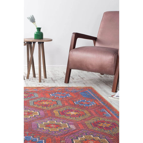 Red Ethnic Area Rug – Washable Non Slip Cotton Rug With Heavy Thick Backing