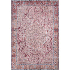 Pink Medallion Area Rug - Washable Non Slip Cotton Microfiber Carpet for Living Room