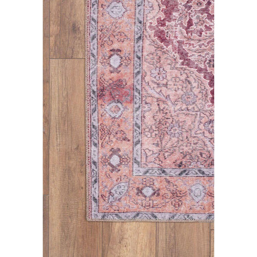Pink Medallion Area Rug - Washable Non Slip Cotton Microfiber Carpet for Living Room