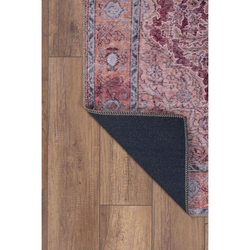 Pink Medallion Area Rug - Washable Non Slip Cotton Microfiber Carpet for Living Room