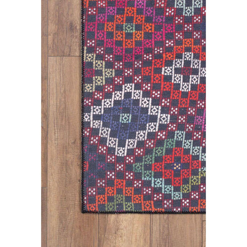 Red Tribal Area Rug – Washable Non Slip Cotton Area Rug with Soft Microfiber
