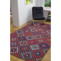 Red Tribal Area Rug – Washable Non Slip Cotton Area Rug with Soft Microfiber