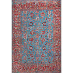 Digital Print Area Rug - Burgundy Ethnic Cotton Woven Washable Non Slip Carpet