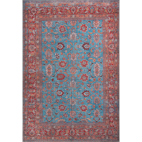Digital Print Area Rug - Burgundy Ethnic Cotton Woven Washable Non Slip Carpet