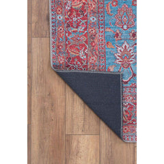 Digital Print Area Rug - Burgundy Ethnic Cotton Woven Washable Non Slip Carpet