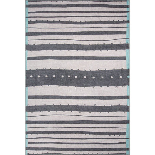 Grey Striped Area Rug – Washable Non Slip Cotton Area Rug with Soft Microfiber