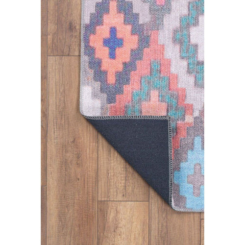 Digital Print Area Rug - Grey Tribal Cotton Washable Non Slip Carpet
