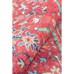 Red Ethnic Area Rug - Washable Non Slip Cotton Microfiber Carpet with Geometric Style