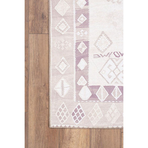 Ethnic Cotton Area Rug - Washable Non Slip Beige Patterned Soft Microfiber Carpet