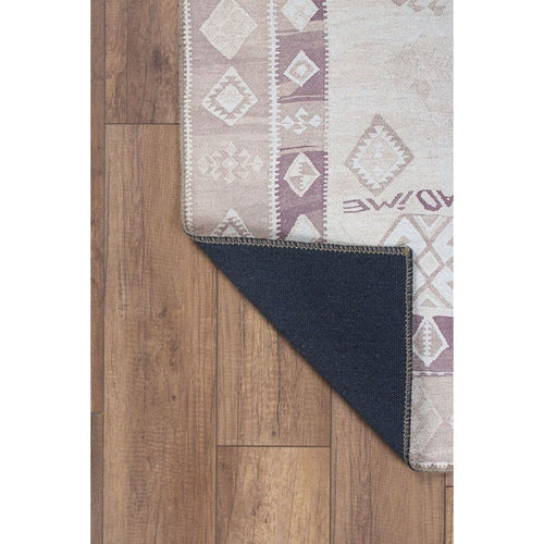 Ethnic Cotton Area Rug - Washable Non Slip Beige Patterned Soft Microfiber Carpet