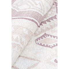 Ethnic Cotton Area Rug - Washable Non Slip Beige Patterned Soft Microfiber Carpet